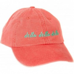 Baseball Caps Delta Delta Sorority Baseball Hat Cap Cursive Name Font tri Delta - Coral - CC188U7MM48 $44.91