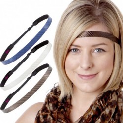 Headbands Women's Adjustable NO Slip Skinny Tech Sport Headband Multi Packs - Brown/White/Navy 3pk - CH185AOL4DE $22.87