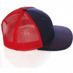 Baseball Caps Structured Trucker Mesh Hat Custom Colors Letter A Initial Baseball Mid Profile - Navy Red White Red - CR18HTL4...