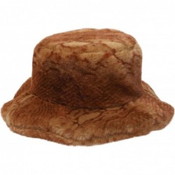 Bucket Hats Women's Snakeskin Print Faux Fur Bucket Hat Winter Warmer Fisherman Cap - Camel - CP18X63ZRMS $37.53