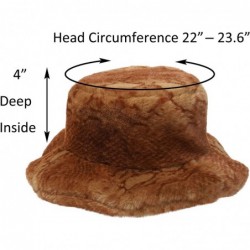 Bucket Hats Women's Snakeskin Print Faux Fur Bucket Hat Winter Warmer Fisherman Cap - Camel - CP18X63ZRMS $23.40