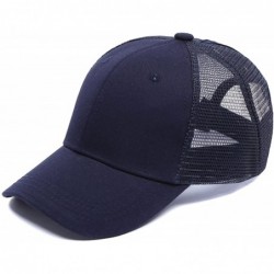 Baseball Caps Ponycap Messy High Bun Ponytail Baseball Hat Unisex Adjustable Glitter Trucker Hat - Navy - C118EEGXIZ6 $19.94