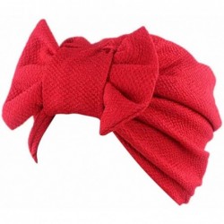 Skullies & Beanies Women Solid Bow Pre Tied Cancer Chemo Hat Beanie Turban Stretch Head Wrap Cap - Watermelon Red - CR185N87Q...