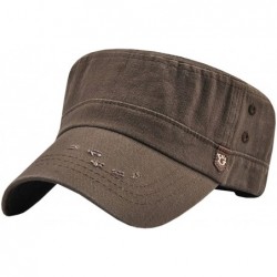 Newsboy Caps Men's Solid Color Military Style Hat Cadet Army Cap - C--dark Coffee - CI18E64RZMN $22.10