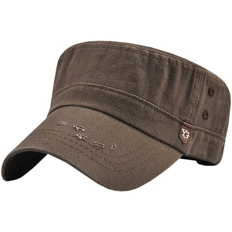 Newsboy Caps Men's Solid Color Military Style Hat Cadet Army Cap - C--dark Coffee - CI18E64RZMN $15.74