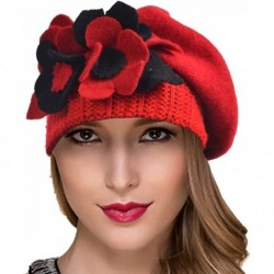Berets Womens Beret 100% Wool French Beret Beanie Winter Hats Hy022 - Hy023-red - CQ18HO2GDQ3 $20.13