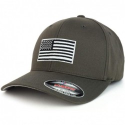 Baseball Caps USA American Flag Embroidered Flexfit Cap Fits Up to XXL - Dark Grey - CG18SW6UL2I $51.57