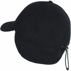 Baseball Caps Unisex Cold Weather Baseball Ball Cap with Earflap- 50 UPF-UV Sun Protection Wool - Classic Black Wool - CB18ZT...