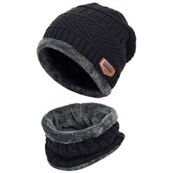 Skullies & Beanies Winter Hat 2-Pieces Warm Knitted Hat and Circle Scarf Set Outdoors Scarf Beanie Skull Cap for Winter - C91...