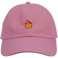 Baseball Caps Fire Emoji Baseball Cap Curved Bill Dad Hat 100% Cotton Lit Hot Flame Solid New - Pink - CP183LZZ0CM $25.39