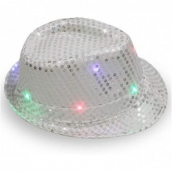 Fedoras Unisex Sequin Panama Hat Short Brim Sun Hat Suitable for Party and Club- Light up The Night - Gray - CR18R8ORYEY $68.77