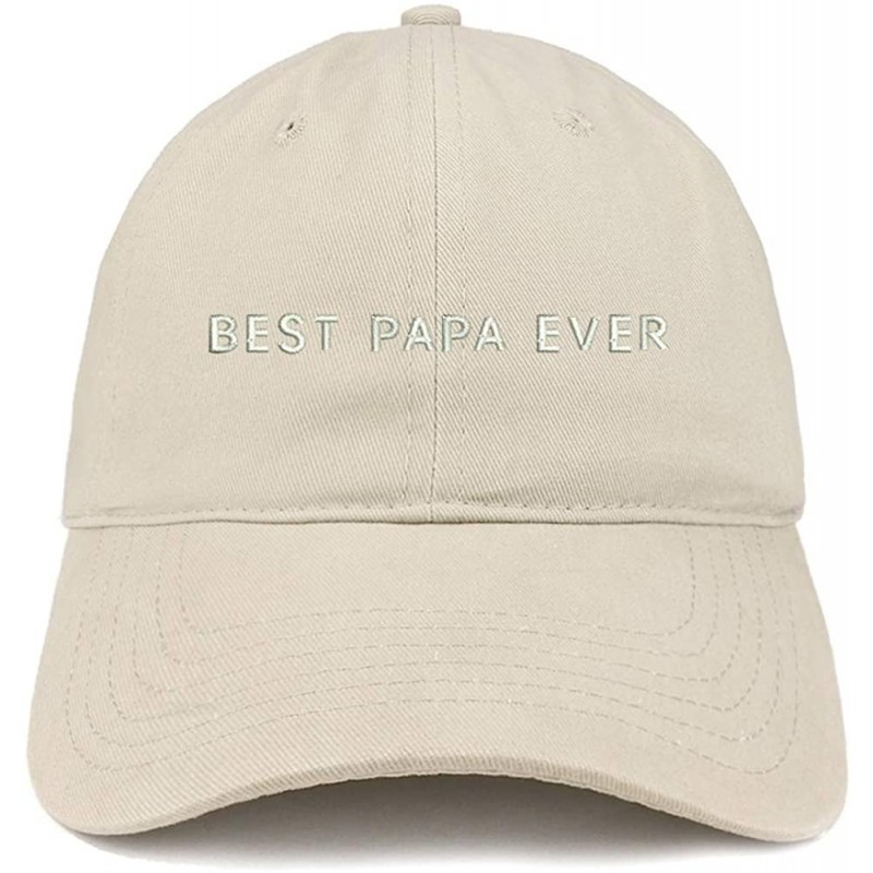Baseball Caps Best Papa Ever One Line Embroidered Soft Crown 100% Brushed Cotton Cap - Stone - C7183RE3ITR $22.81