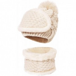 Skullies & Beanies Winter Beanie Hat Scarf and Mask Set 3 Pieces Thick Warm Slouchy Knit Cap - Beige - CD186O2I656 $23.89