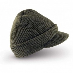 Visors Military Winter Jeep Cap with Visor 100% Wool Made in the USA - Green Od - C718QW3NOYH $30.05