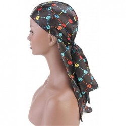 Skullies & Beanies Print Silky Durags Turban Silk Du Rag Waves Caps Headwear Do Doo Rag for Women Men - Tjm-05k-4 - C4197W6SS...