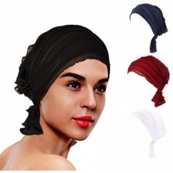Skullies & Beanies Women Turban Ruffle Chemo Slip-on Cancer Scarf Stretch Cap Headwear for Hair Loss - CU18UNZI7CU $26.62