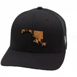 Baseball Caps Maryland 'The 7' Leather Patch Hat Curved Trucker - Black - CC18IGQ3MDY $56.20