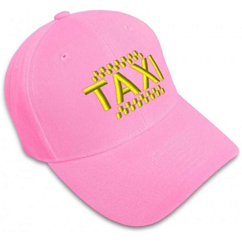 Baseball Caps Custom Baseball Cap Taxi Embroidery Dad Hats for Men & Women Strap Closure - Soft Pink - C8185C6CSNX $19.78