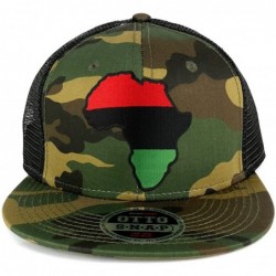 Baseball Caps Red Black Green Africa Map Embroidered Patch Camo Flat Bill Snapback Mesh Cap - Black - CY183ZZTZUQ $35.86
