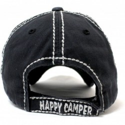 Baseball Caps Women's Happy Camper Camp Fire Patch Embroidery Baseball Hat - Black - CI18CC6EI3U $21.52