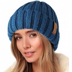 Skullies & Beanies Knit Beanie Hats for Women Men Double Layer Fleece Lined Chunky Winter Hat - Sailor Blue - CO18UXGY80S $26.21