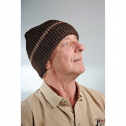 Skullies & Beanies Dohm Classic Stripe Winter Wool Hat Beanie Skull Cap For Men and Women - Brown - CV112EPWKHH $46.10