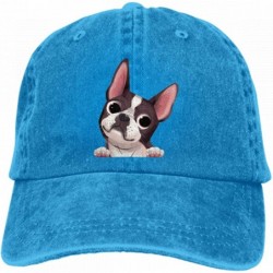 Baseball Caps Adults Boston Terrier Baseball Caps Peep Dog Denim Sport Bill Caps - Blue - CF18M5WUOZ9 $24.16