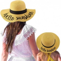 Sun Hats Womens Mommy and Me Girls Sayings Summer Beach Pool Floppy Dress Sun Hat - Natural (Hello Sunshine) - CA18ELK9R5E $4...