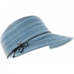 Fedoras Women's Multicolor Weaved Crushable Sun Hat w/Slim Bow Accent - Blue - C911WWYFLA7 $19.83