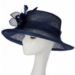 Sun Hats Women Hats Wide Brim Occasion Event Kentucky Derby Church Dress Organza Flower Sinamay Sun Hats - Navy - CW194UGD9QW...