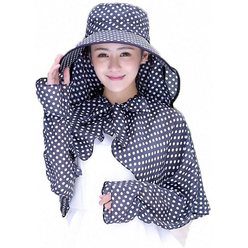 Sun Hats Women's UPF+50 Sun Visor Detachable Flap Hat Foldable Wide Brimmed UV Protection Hat - Lj-02blk - CU1963MXAH3 $19.46