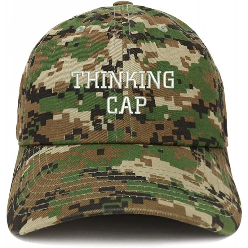 Baseball Caps Thinking Cap Embroidered Dad Hat Adjustable Cotton Baseball Cap - Digital Green Camo - CF18SSDDOI7 $22.65
