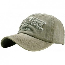 Baseball Caps New York Hat Baseball Washed - Vintage Cotton Strapback Baseball Dad Hat - Army_green - CH18NG0L67W $18.31