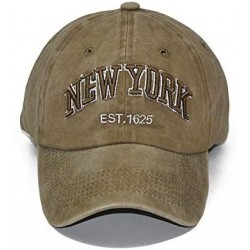 Baseball Caps New York Hat Baseball Washed - Vintage Cotton Strapback Baseball Dad Hat - Army_green - CH18NG0L67W $12.36