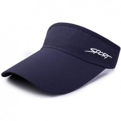 Visors Breathable Men Women Sun Visor Cap Sports Outdoor Adjustable Hat - Dark Blue - C518SN2346S $20.11