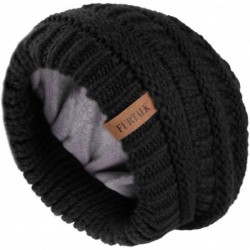 Skullies & Beanies Winter Beanie for Women - 2 Packs Fleece Lined Warm Knit Skull Slouch Beanie Hat - Black & Mixgreen - CA18...