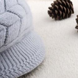 Newsboy Caps Women Winter Warm Knit Hat Wool Snow Ski Caps with Visor - Grey - CN12NTW03HZ $13.19