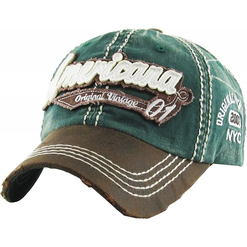 Baseball Caps Eagle and Free Spirit Distressed Baseball Cap Dad Hat Adjustable Unisex Fashion - (7.5) Hunter Green Americana ...