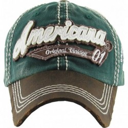 Baseball Caps Eagle and Free Spirit Distressed Baseball Cap Dad Hat Adjustable Unisex Fashion - (7.5) Hunter Green Americana ...