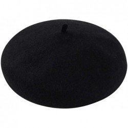 Berets Wool Beret Hat-Solid Color French Style Winter Warm Cap for Women and Girls- Lady Casual Use - Black - CC1930MTC66 $19.83