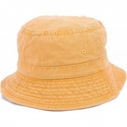 Bucket Hats Plain Solid Color Safari Sun Bucket Fishermen Fisherman Washed Cotton Hat - Yellow - Washed Gold - CS17YK3E39S $2...