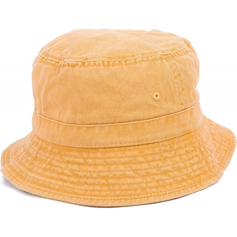 Bucket Hats Plain Solid Color Safari Sun Bucket Fishermen Fisherman Washed Cotton Hat - Yellow - Washed Gold - CS17YK3E39S $1...
