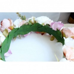 Headbands Boho Flower Headband Hair Wreath Floral Garland Crown Halo Headpiece with Ribbon Wedding Festival Party - S - CD18K...
