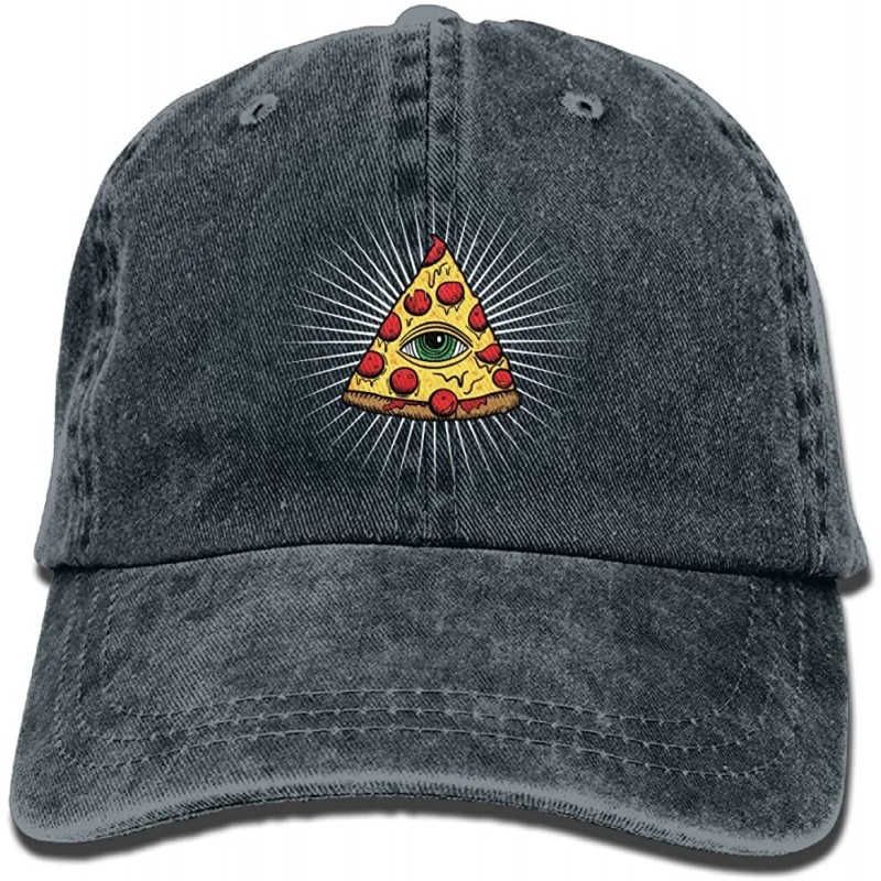 Skullies & Beanies Illuminati Pizza All Seeing Eye Food Pyramide Adult Sport Adjustable Baseball Cap Cowboy Hat - Navy - CK18...