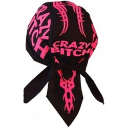 Skullies & Beanies Skull Cap Biker Caps Headwraps Doo Rags - Neon Crazy Bitch on Black - CT12ELHOG9Z $28.65