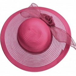 Sun Hats Women Solid Color Sinamay Wide Brim Sun Hat Dress Flower Bow A435 - Wine - CZ17Z6KMIOC $32.93