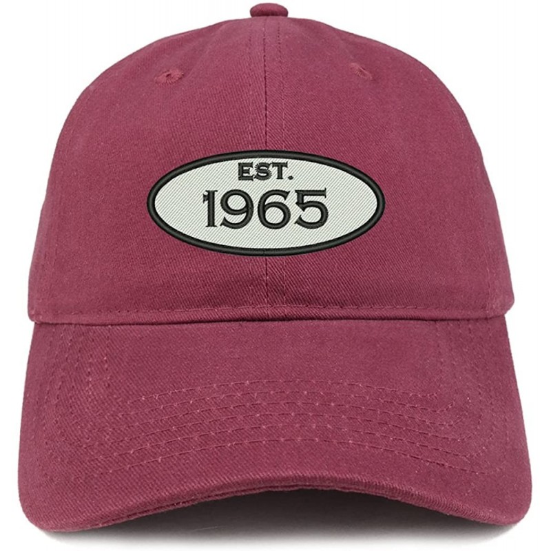 Baseball Caps Established 1965 Embroidered 55th Birthday Gift Soft Crown Cotton Cap - Maroon - CZ180L783ZE $22.81