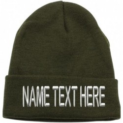 Skullies & Beanies Custom Embroidery Personalized Name Text Ski Toboggan Knit Cap Cuffed Beanie Hat - Army Green - CR189274G6...