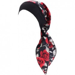 Skullies & Beanies Vintage Elastic Cotton Turbans Multifunction - Red Rose - CW1980LHZY0 $18.68