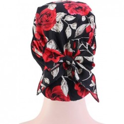 Skullies & Beanies Vintage Elastic Cotton Turbans Multifunction - Red Rose - CW1980LHZY0 $13.76
